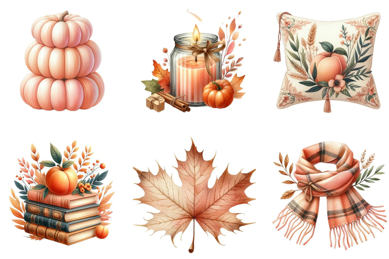Peach Autumn Clipart Bundle - CraftNest - Digital Crafting and Art