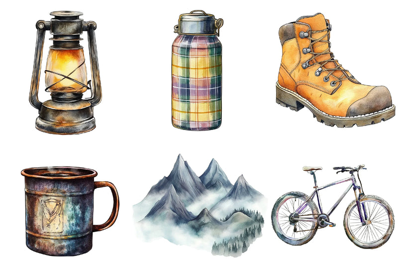 Vintage Mountain Adventure Clipart Bundle - CraftNest - Digital Crafting and Art