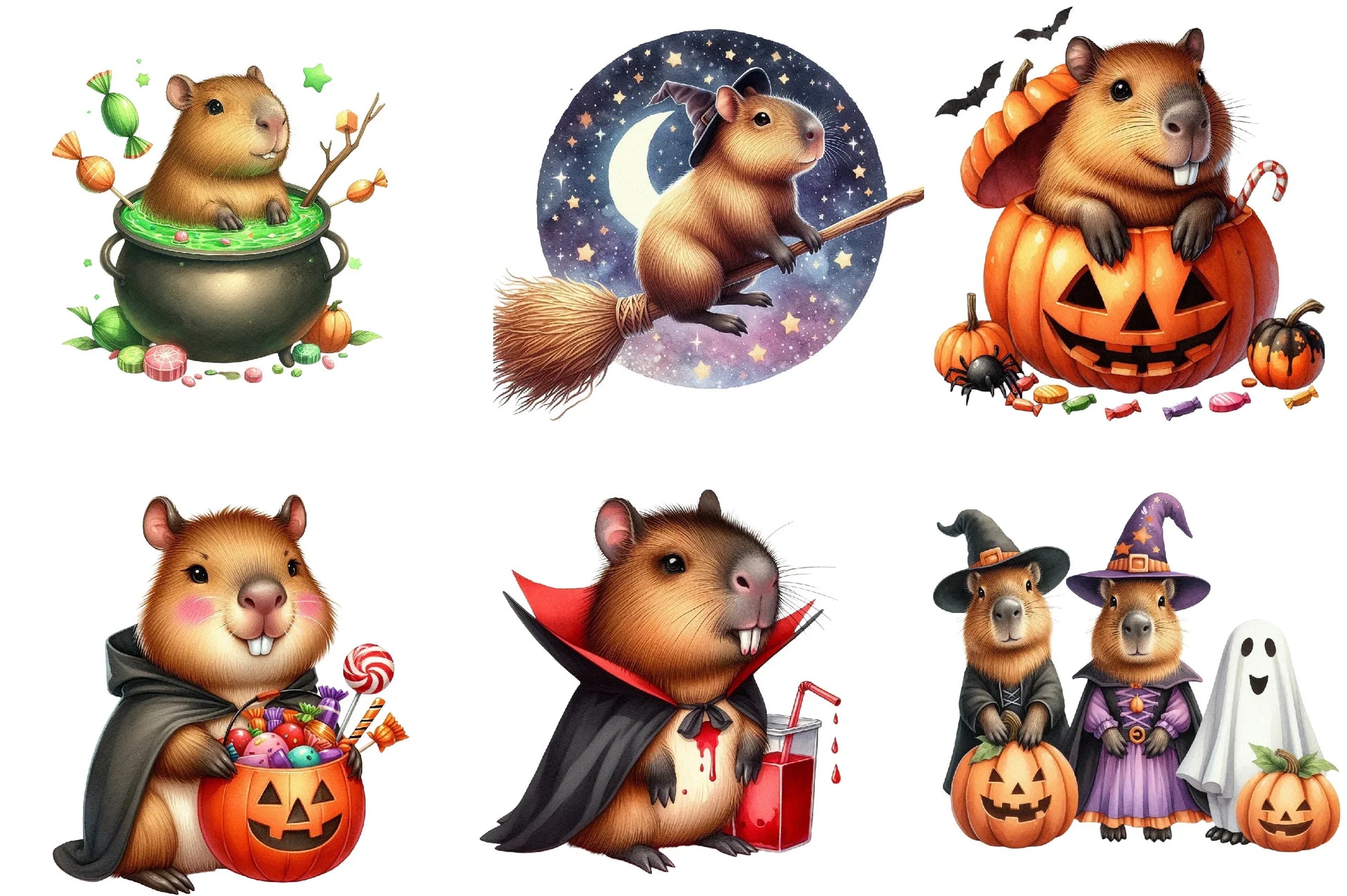 Halloween Capybara Clipart Bundle - CraftNest - Digital Crafting and Art