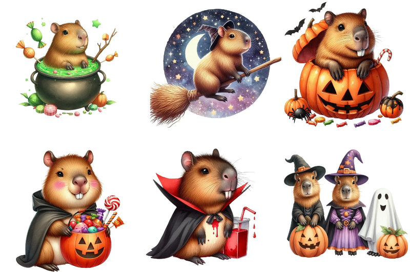 Halloween Capybara Clipart Bundle - CraftNest - Digital Crafting and Art