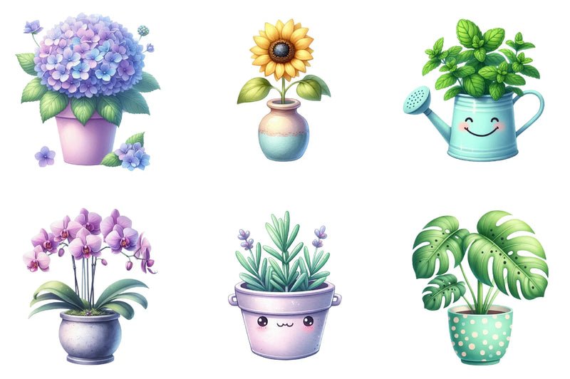 Kawaii House Plant Clipart Bundle - CraftNest - Digital Crafting and Art