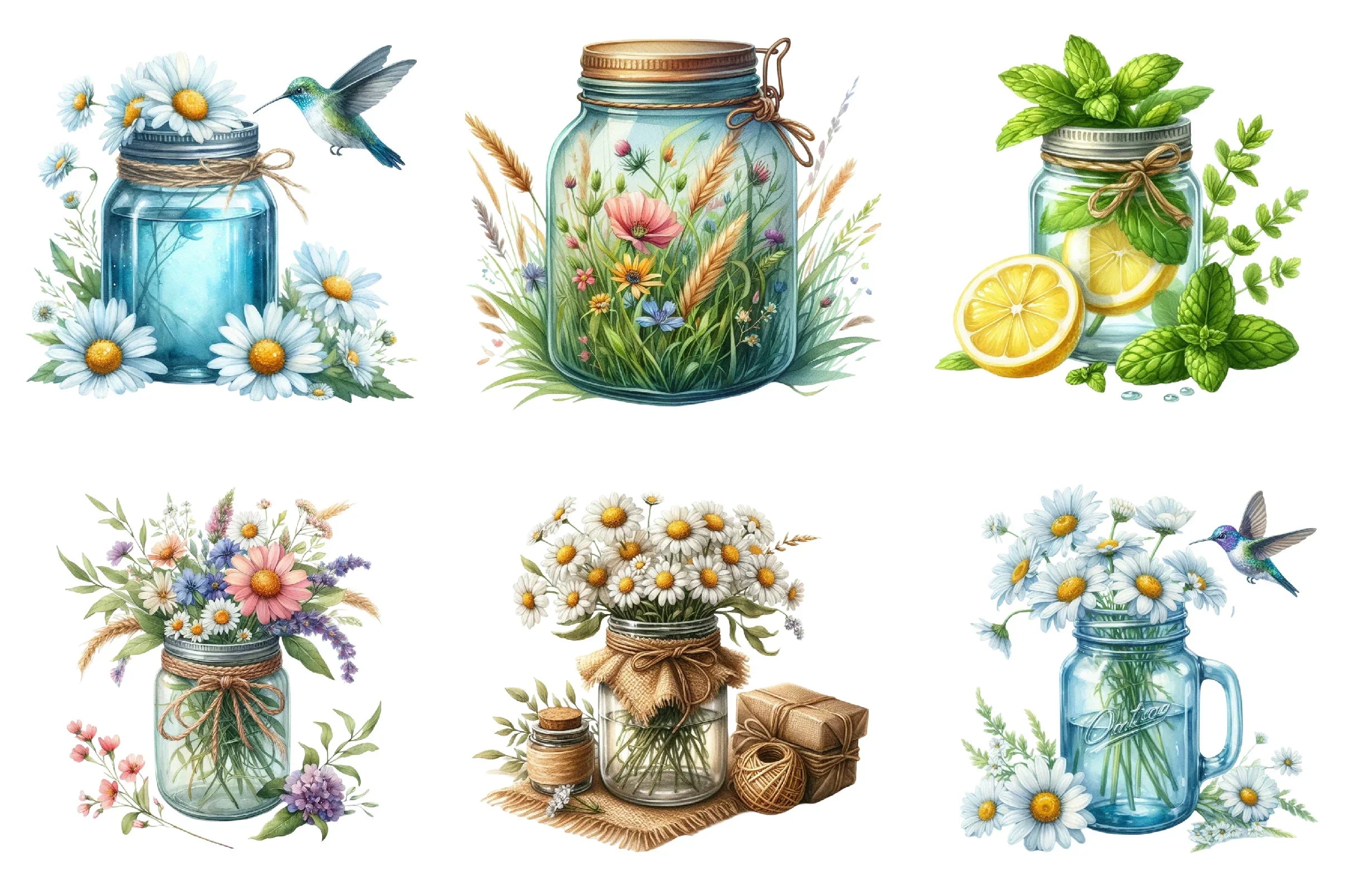Spring Mason Jars Clipart Bundle - CraftNest - Digital Crafting and Art