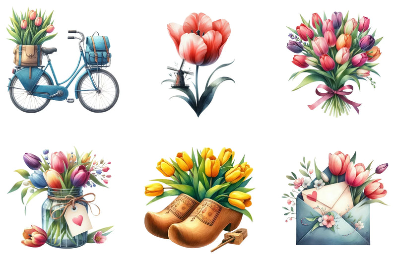 Amsterdam Summer Tulips Clipart Bundle - CraftNest - Digital Crafting and Art