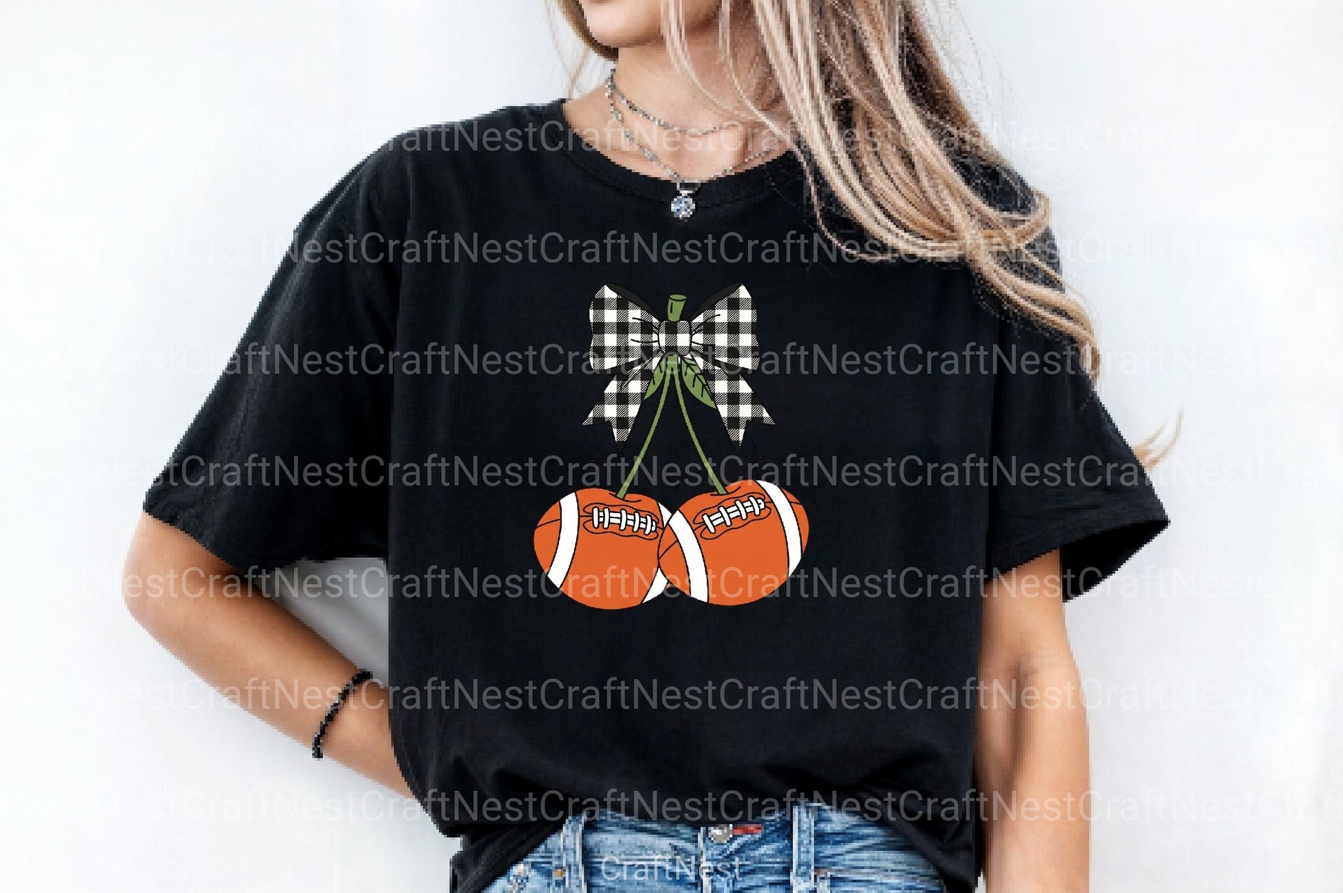 Retro Cherry Football Coquette Bow Clipart Bundle - CraftNest - Digital Crafting and Art