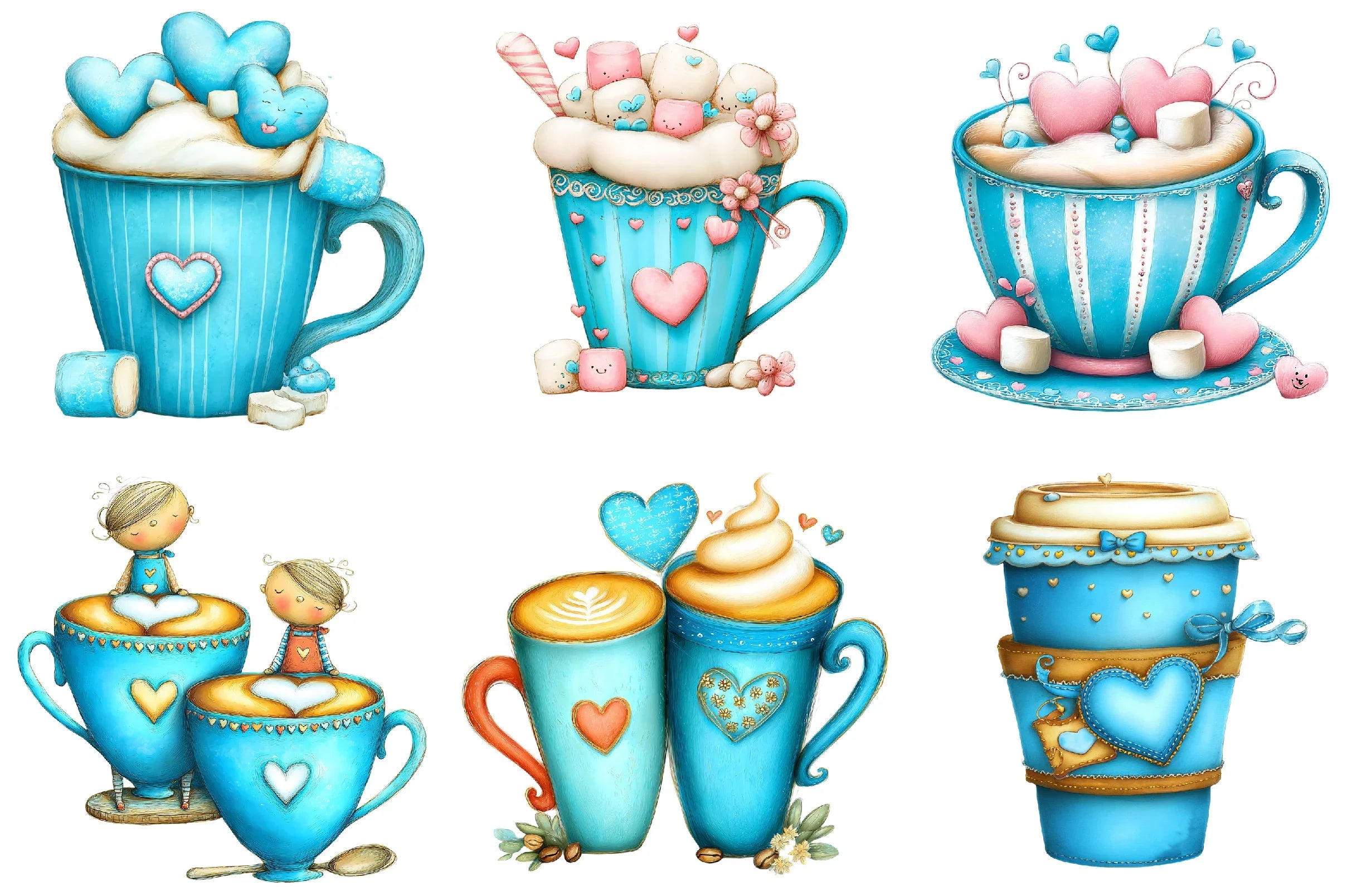 Valentine Coffee Cup Clipart Bundle - CraftNest - Digital Crafting and Art