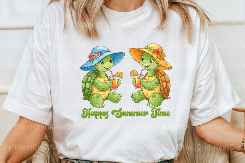 Happy Summer Time Turtles Clipart Bundle - CraftNest - Digital Crafting and Art