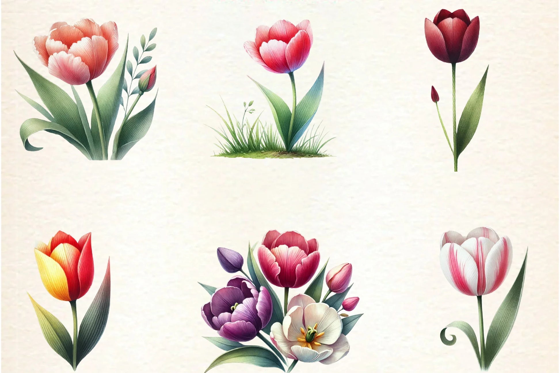 Spring Tulip Flower Clipart Bundle - CraftNest - Digital Crafting and Art