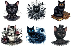 Black Cat Gothic Clipart Bundle - CraftNest - Digital Crafting and Art