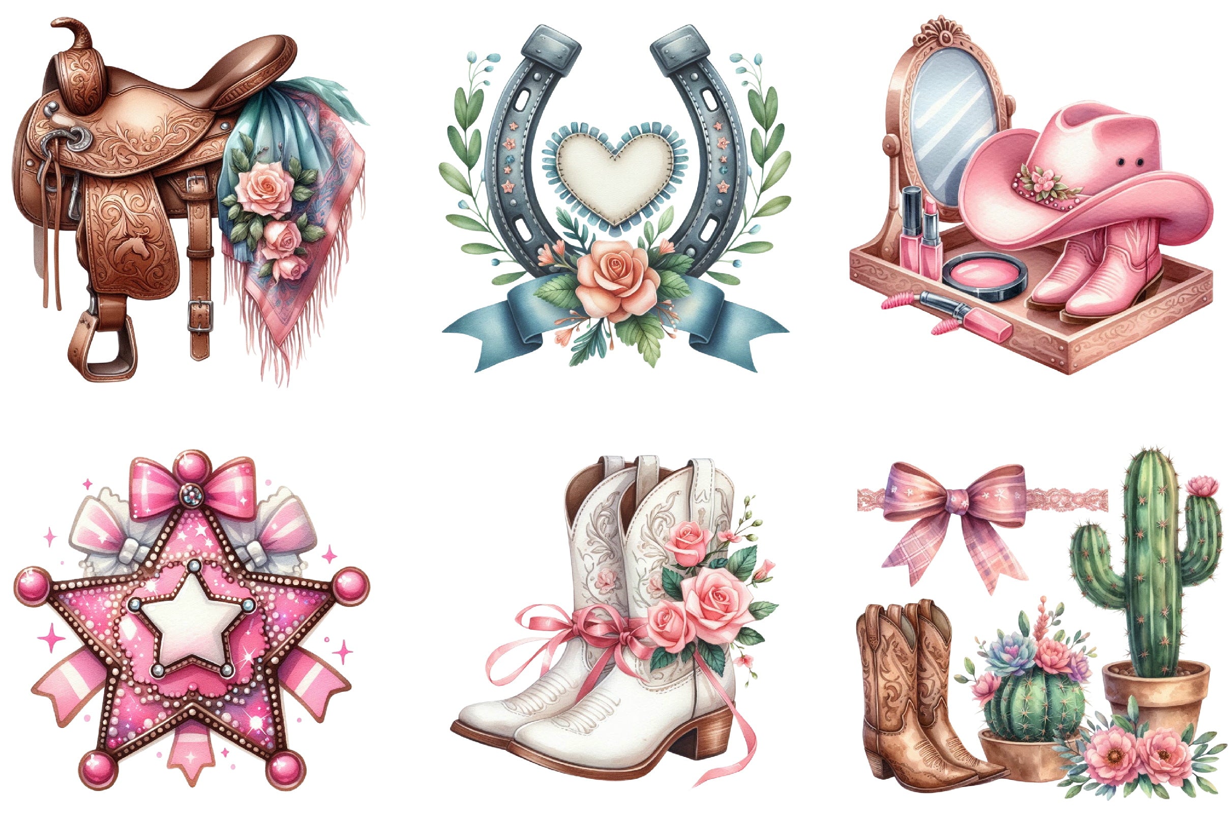 Coquette Cowgirl Clipart Bundle