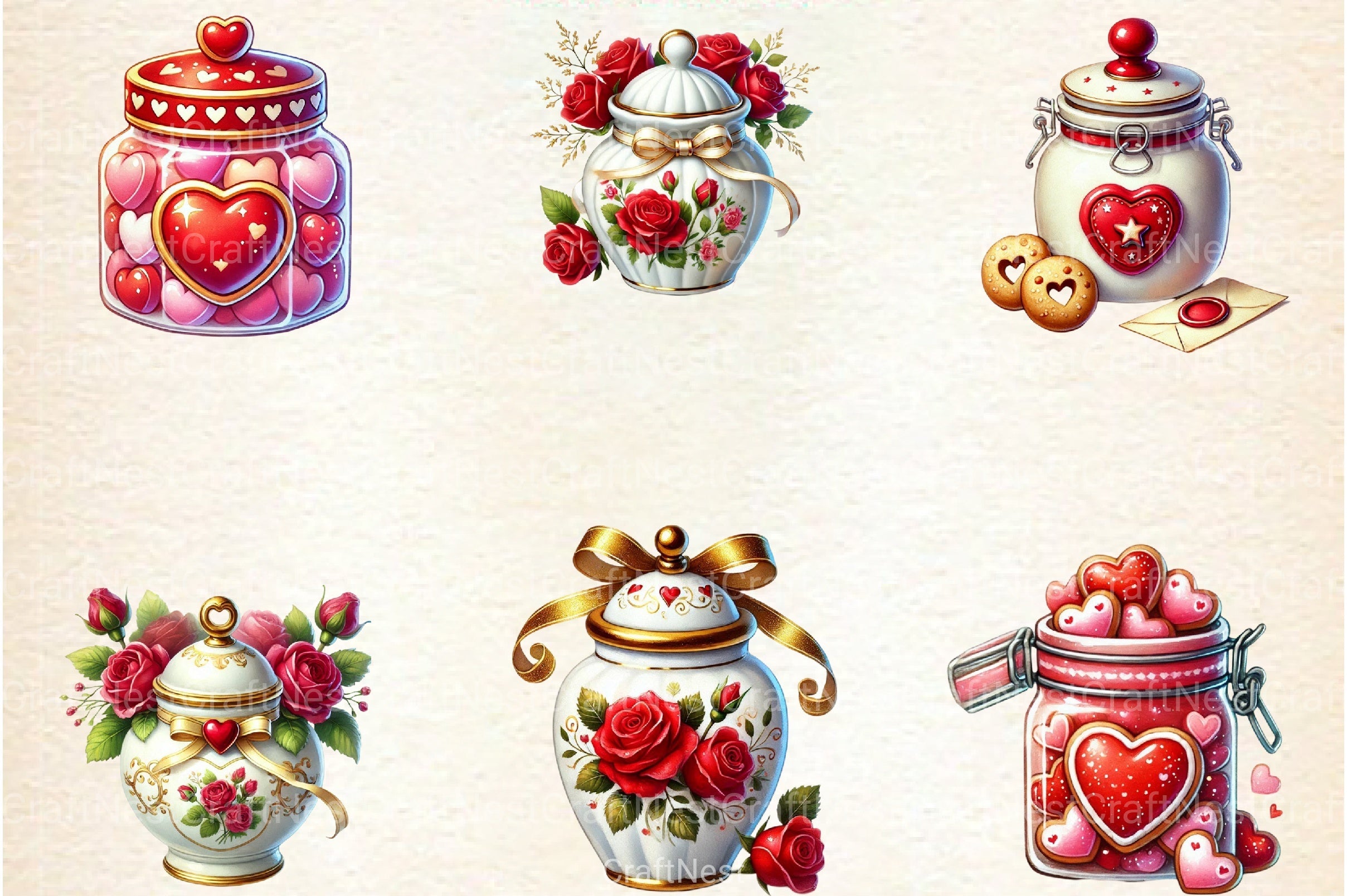 Valentine Cookie Jar Clipart Bundle - CraftNest - Digital Crafting and Art