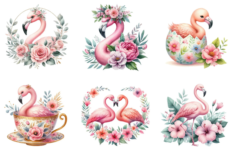 Floral Flamingo Clipart Bundle - CraftNest - Digital Crafting and Art