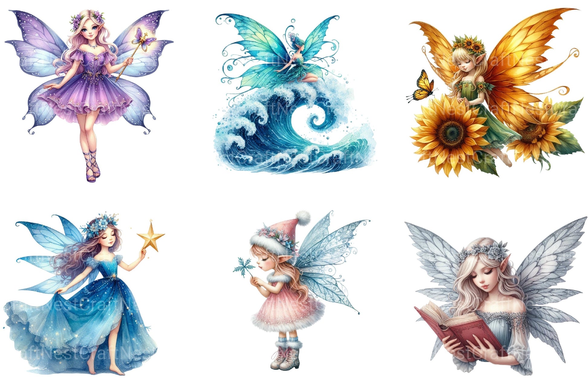 Fairy Clipart Bundle for Creative Projects - CraftNest - Digital Crafting and Art