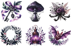 Black & Purple Autumn Clipart Bundle - CraftNest - Digital Crafting and Art