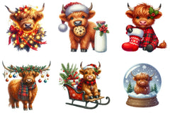 Christmas Highland Cow Clipart Bundle - CraftNest - Digital Crafting and Art
