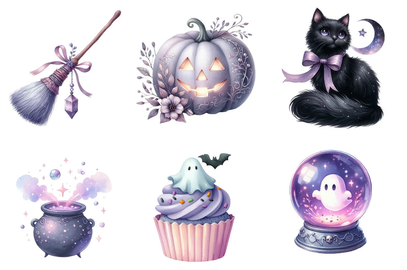 Lavender Halloween Clipart Bundle - CraftNest - Digital Crafting and Art