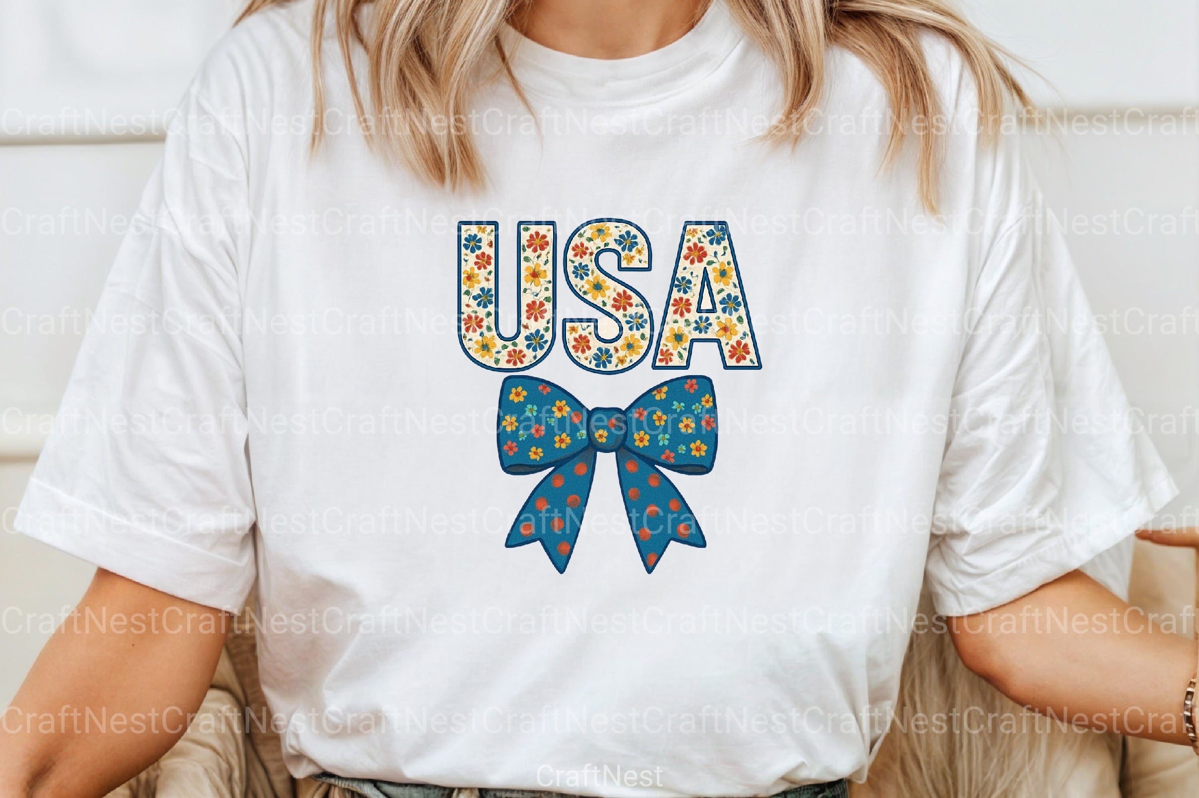 USA 4th of July Coquette Bow Flowers Clipart Bundle - CraftNest - Digital Crafting and Art