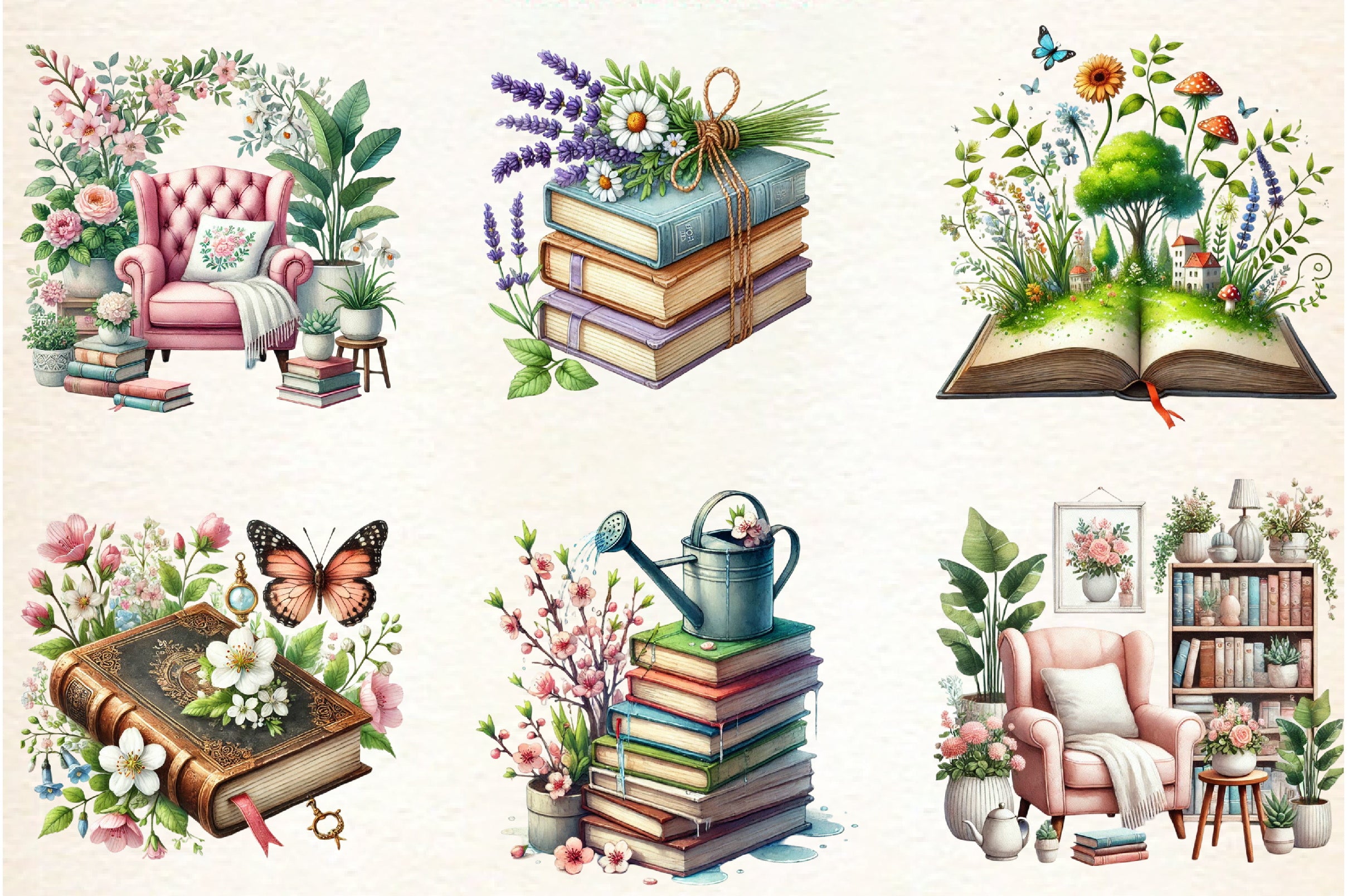 Spring Book Lover Clipart Bundle
