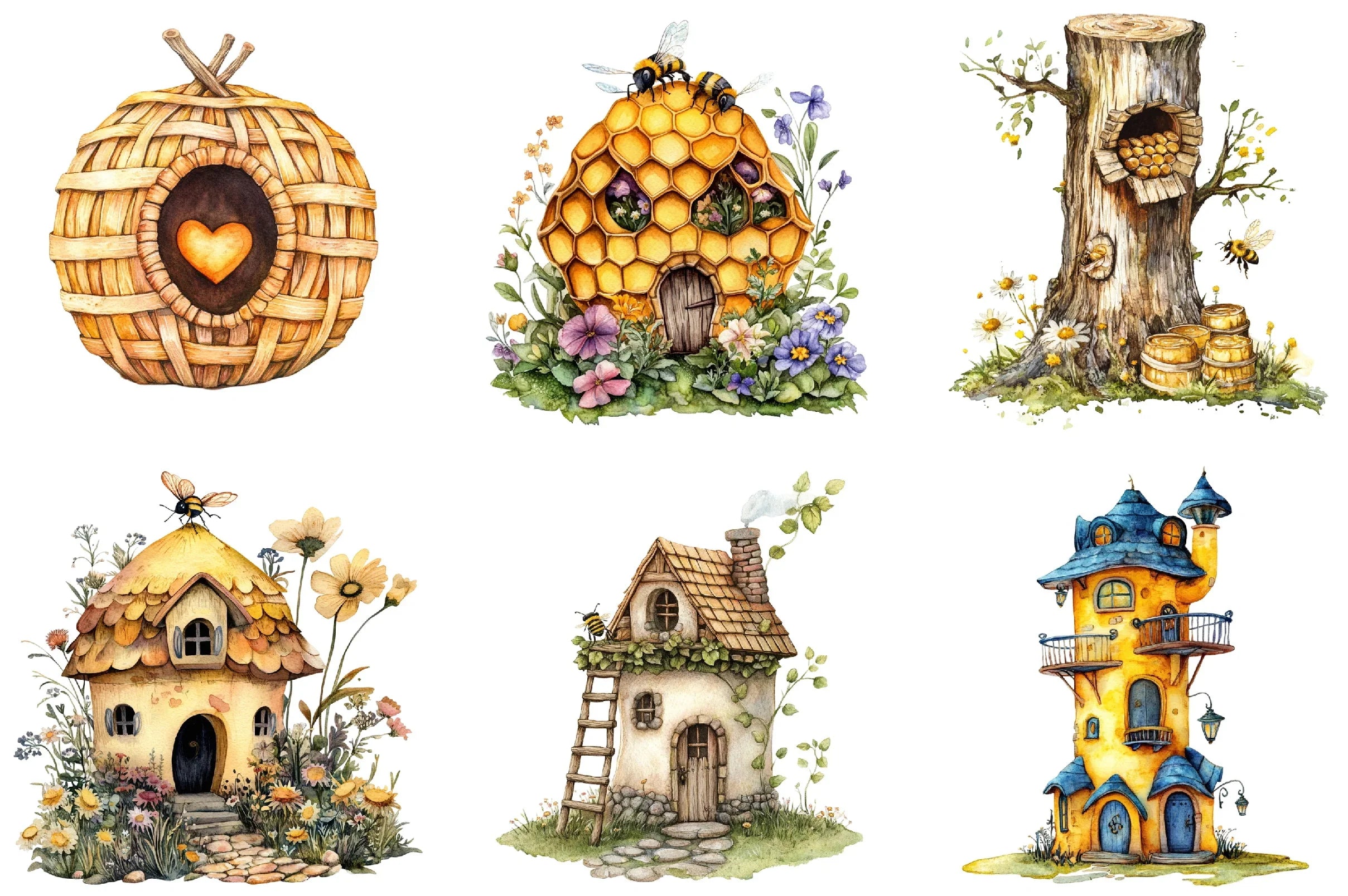 Bee Home Clipart Bundle - CraftNest - Digital Crafting and Art