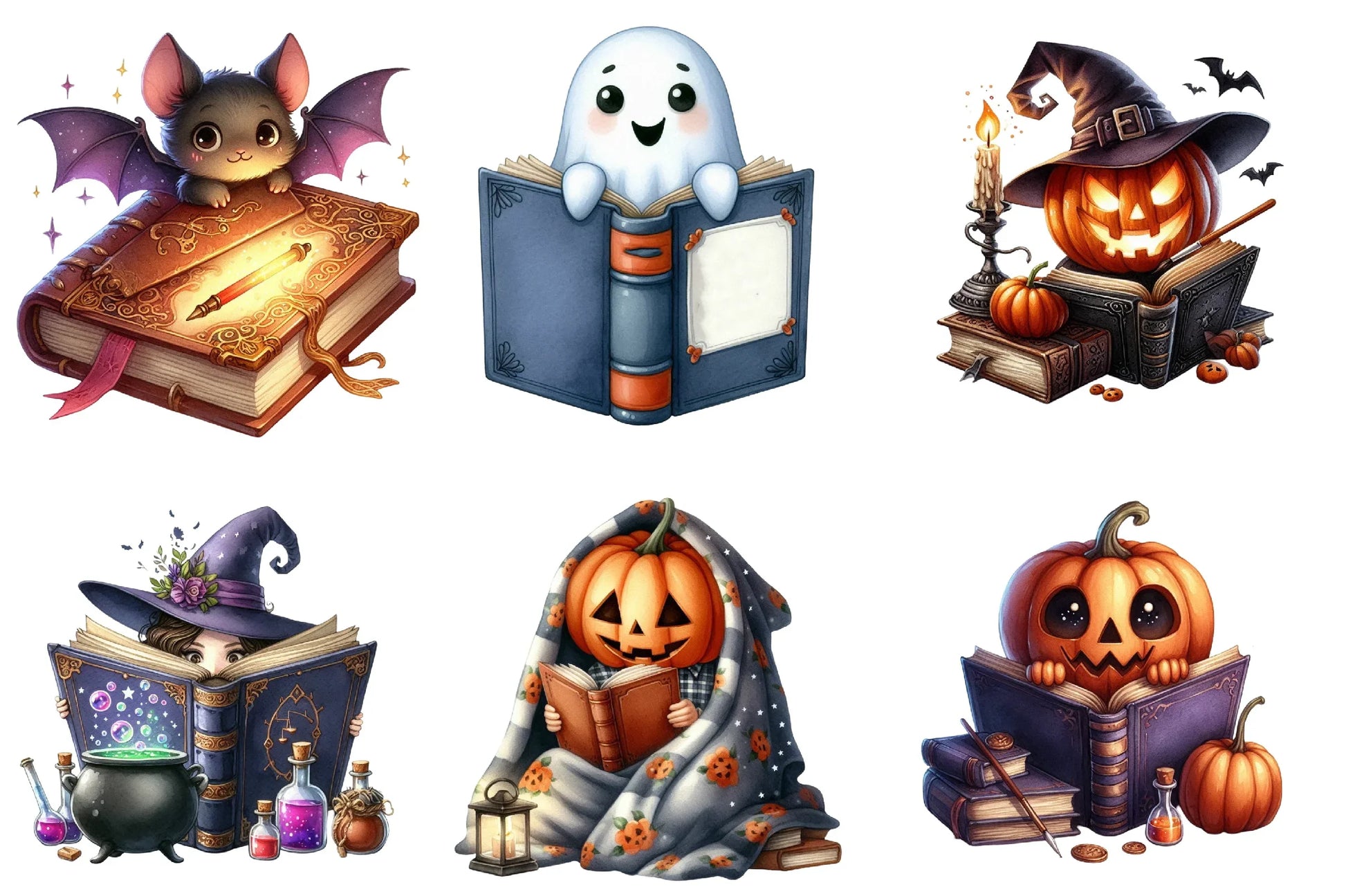 Halloween Peeking and Reading Clipart Bundle - CraftNest - Digital Crafting and Art
