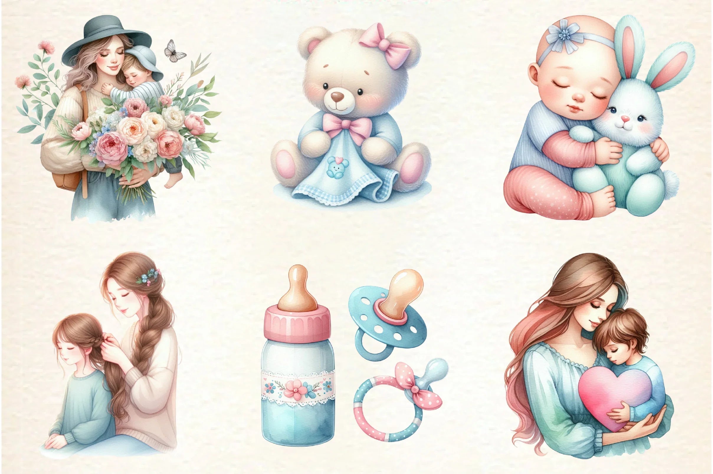 Pastel Mother's & Child Clipart Bundle - CraftNest - Digital Crafting and Art