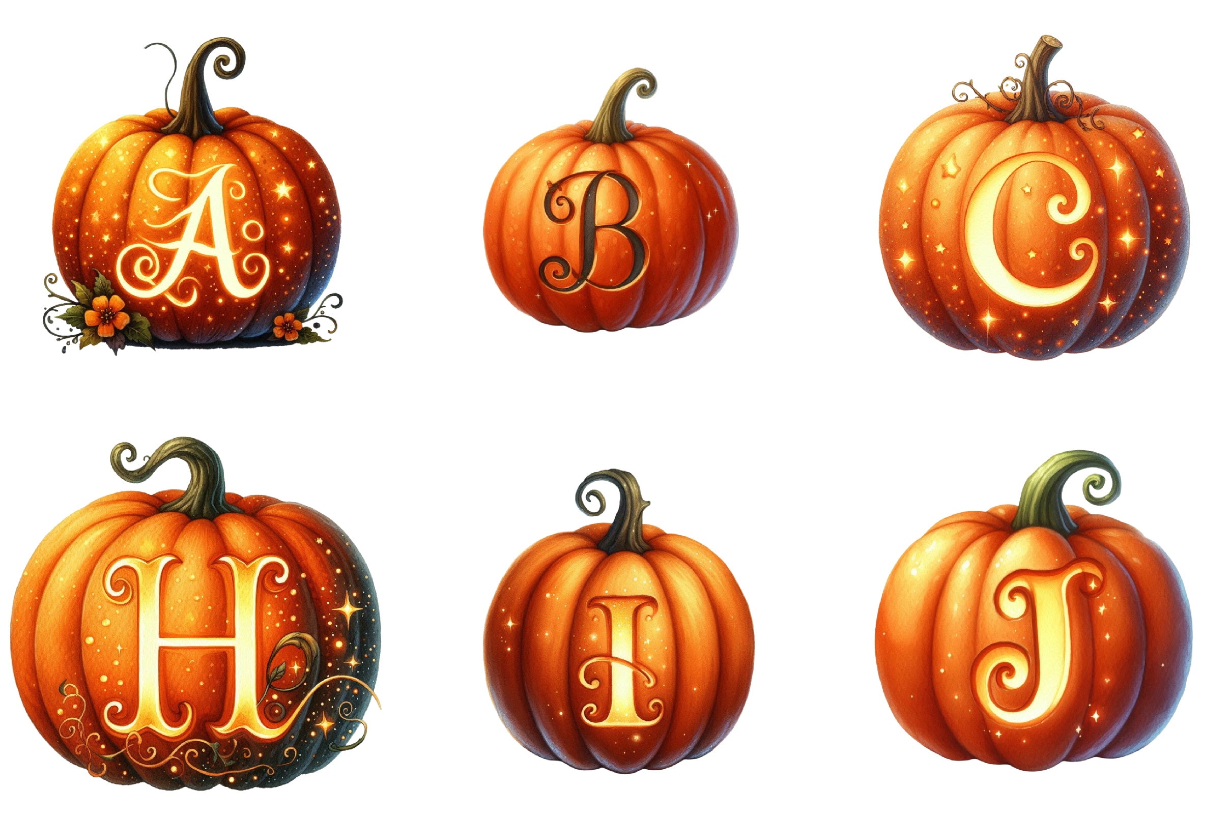 Carved Pumpkin Letter Clipart Bundle