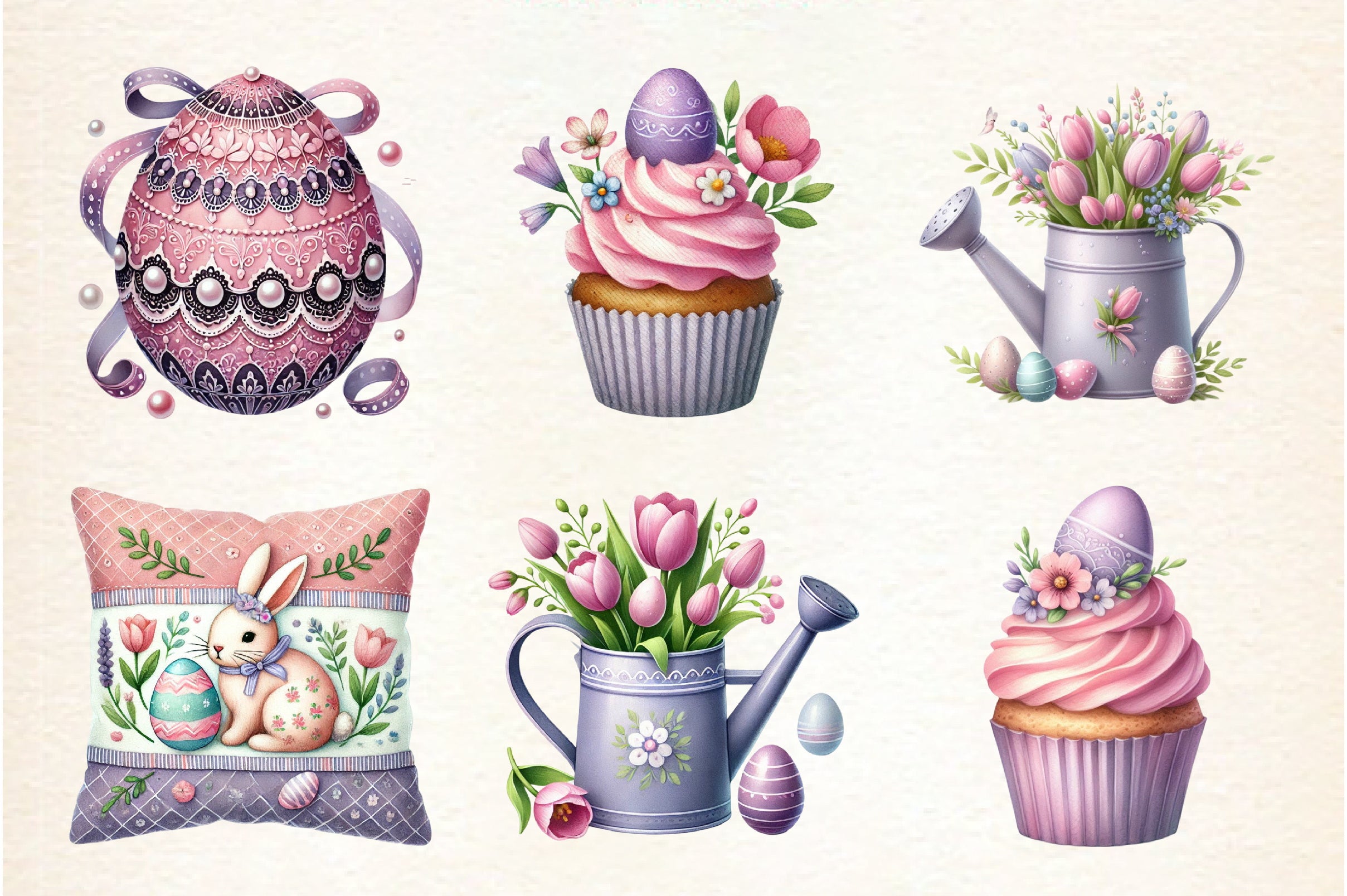 Pink and Purple Easter Clipart Bundle