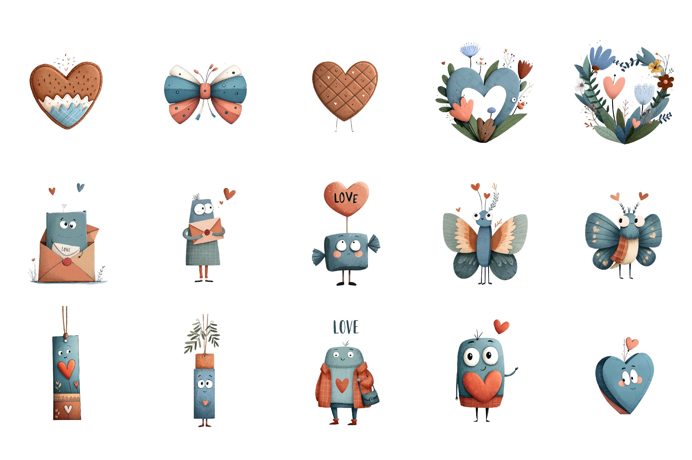 Glitter Plaid Valentine Clipart Bundle