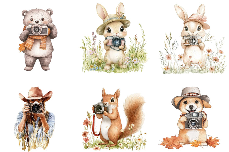 Cute Animals Photographer Clipart Bundle - CraftNest - Digital Crafting and Art