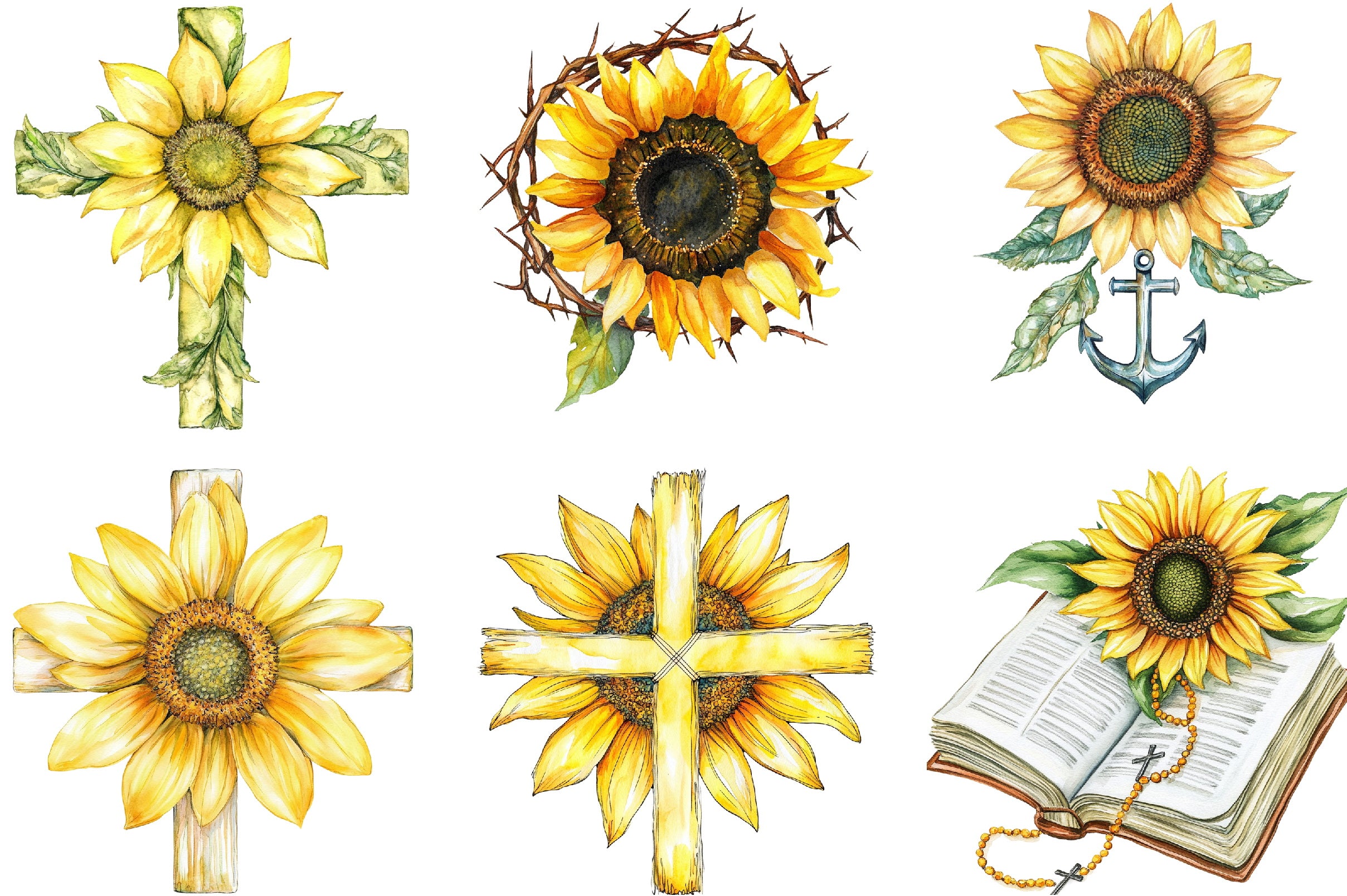 Sunflower Christian Clipart Bundle