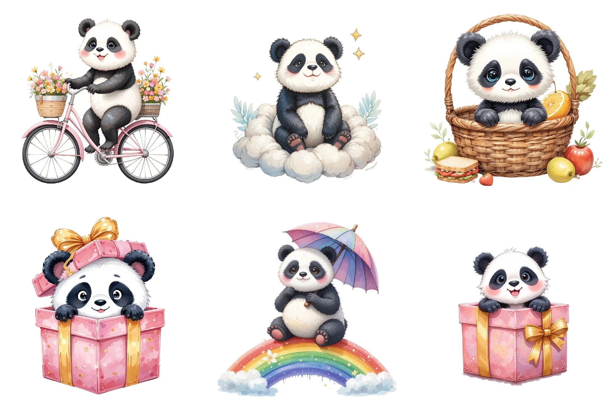 Cute Panda Clipart Bundle - CraftNest - Digital Crafting and Art
