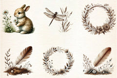 Sepia Spring Clipart Bundle - CraftNest - Digital Crafting and Art