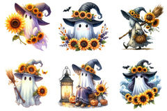 Witchy Sunflower Ghost Halloween Clipart Bundle - CraftNest - Digital Crafting and Art
