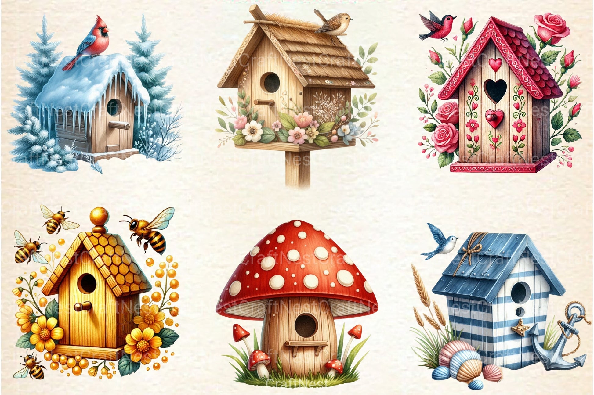 Bird House Clipart Bundle - CraftNest - Digital Crafting and Art