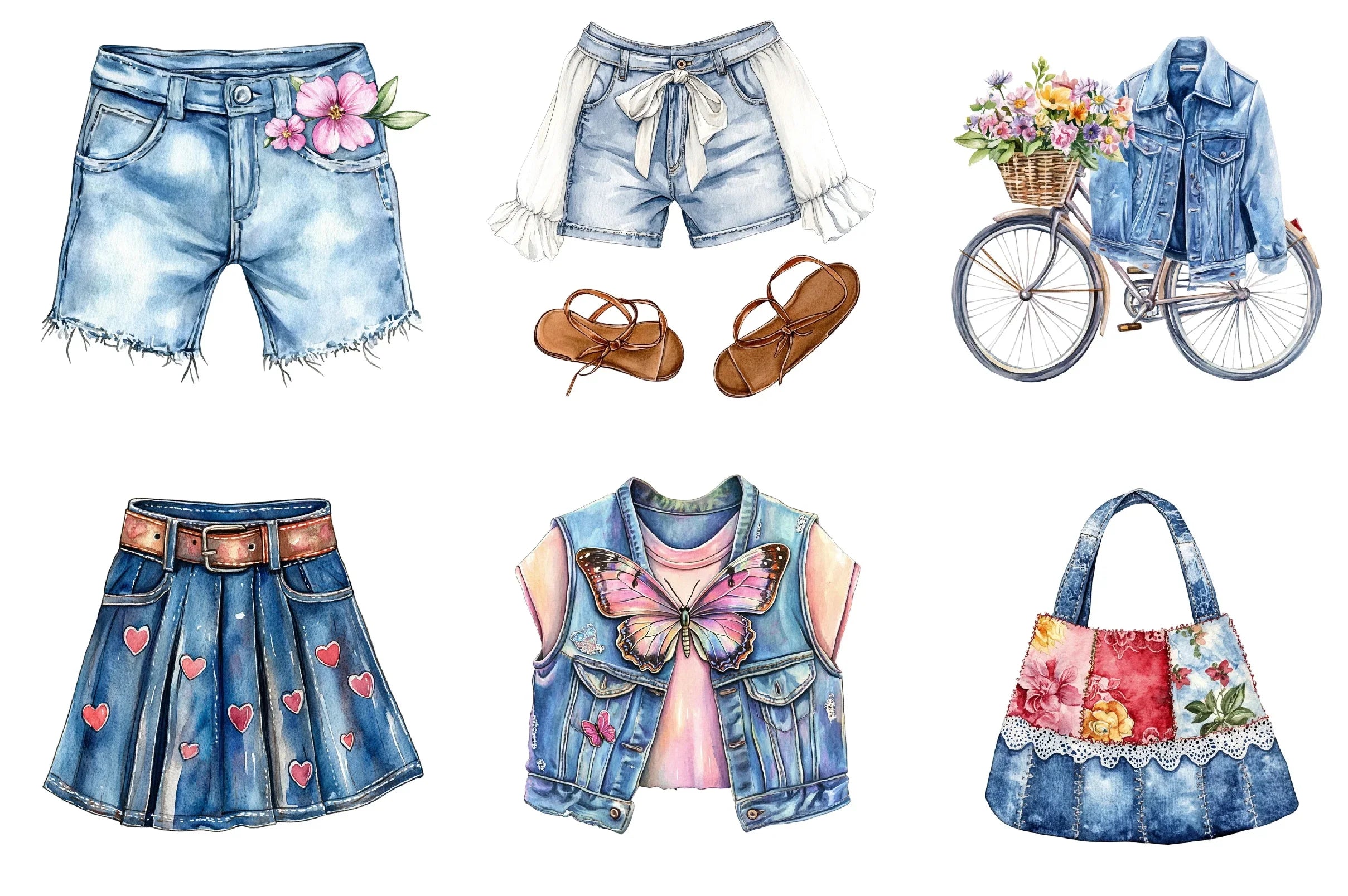 Summer Denim Clipart Bundle - CraftNest - Digital Crafting and Art