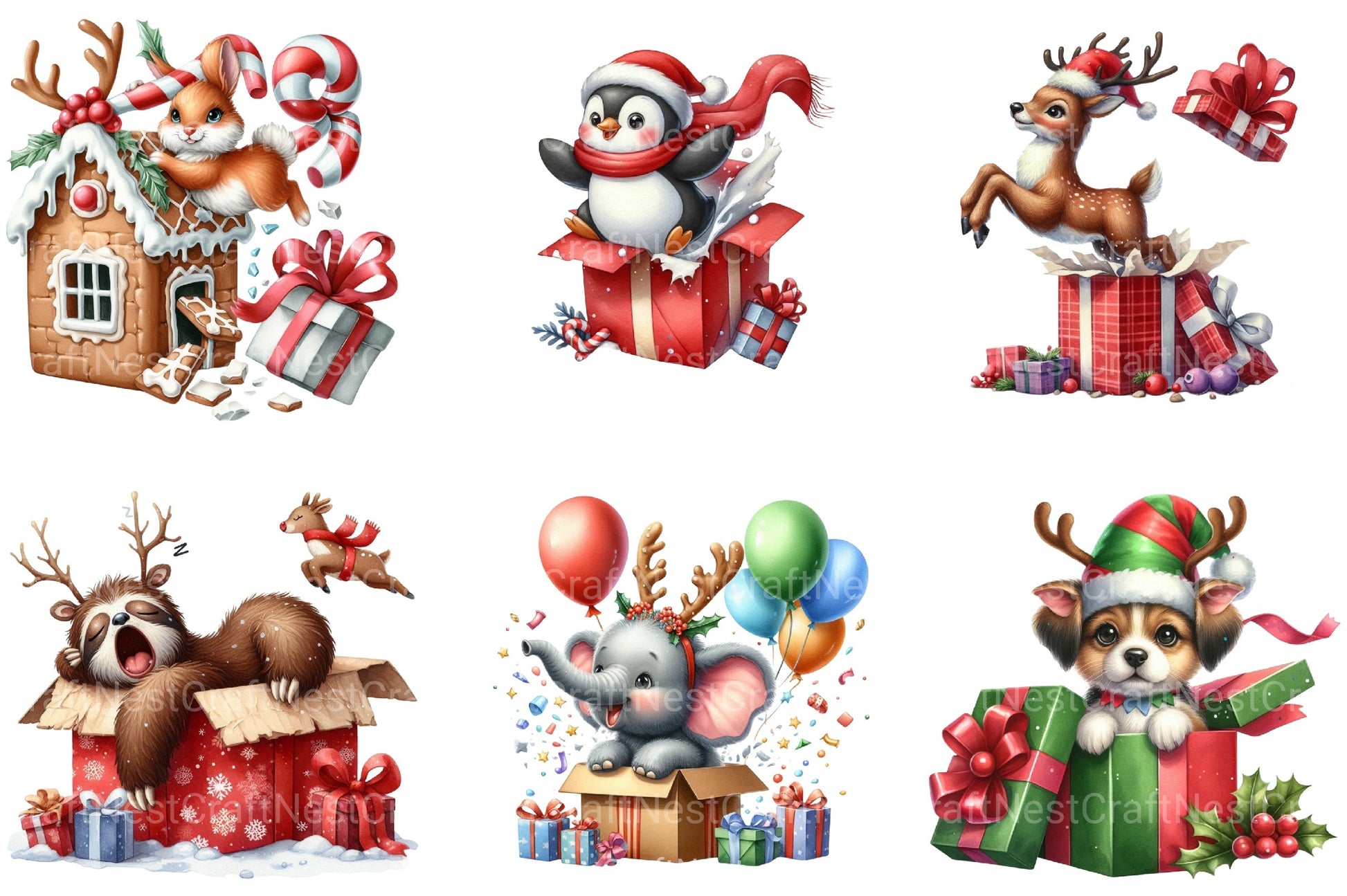 Christmas Animal Clipart Bundle 7 - CraftNest - Digital Crafting and Art