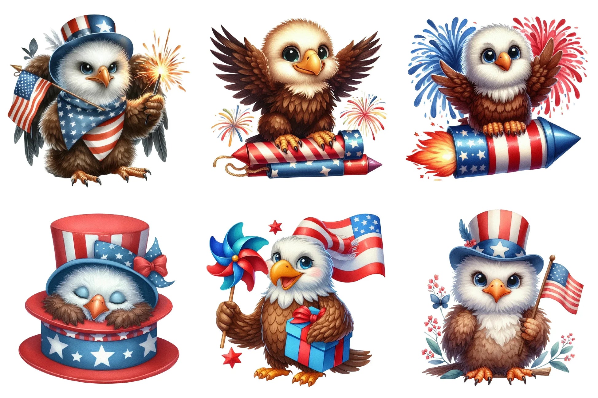 Cute Eagle Independence Day Clipart Bundle - CraftNest - Digital Crafting and Art
