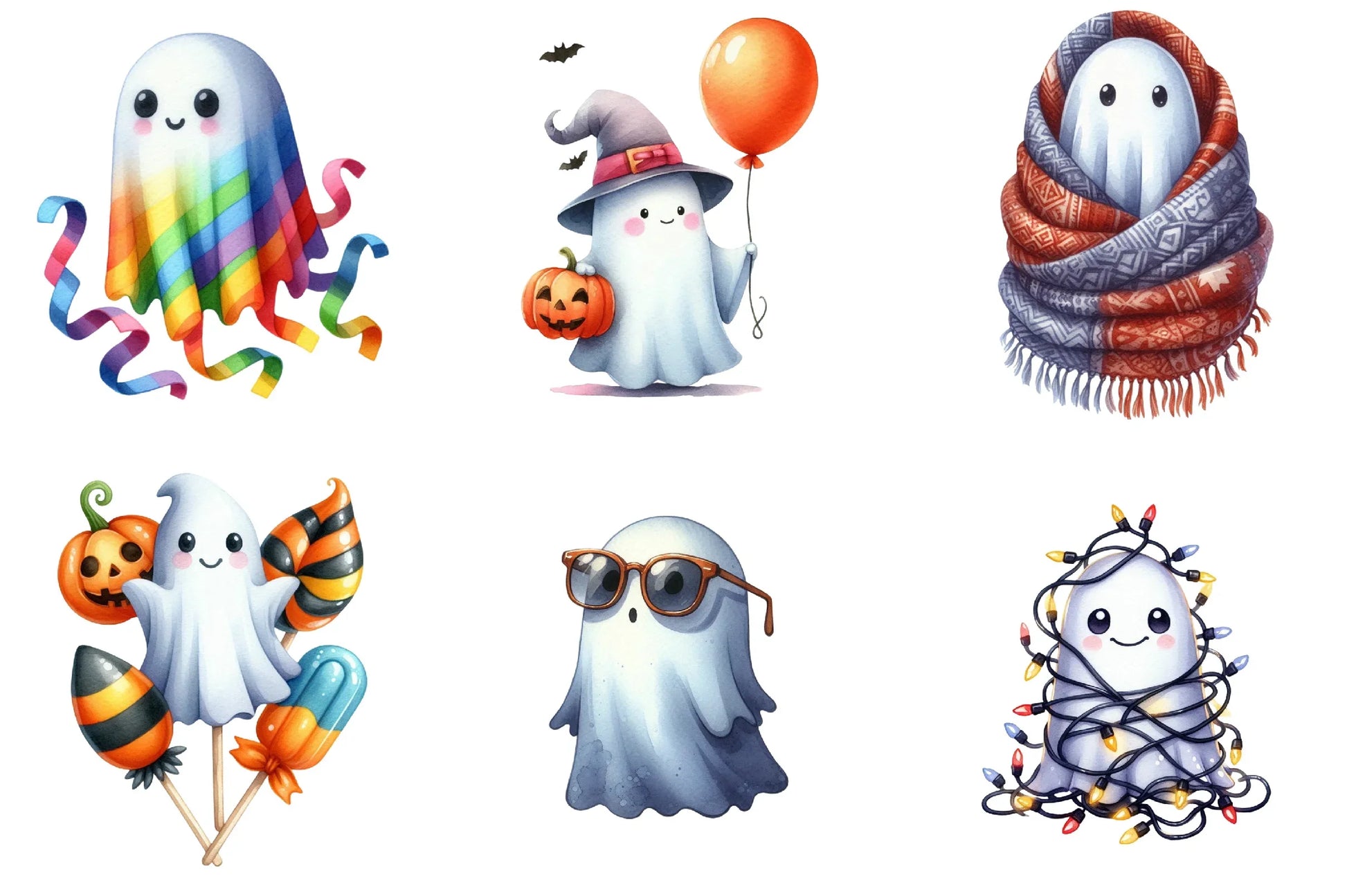 Halloween Cute Ghost Clipart Collection Bundle - CraftNest - Digital Crafting and Art