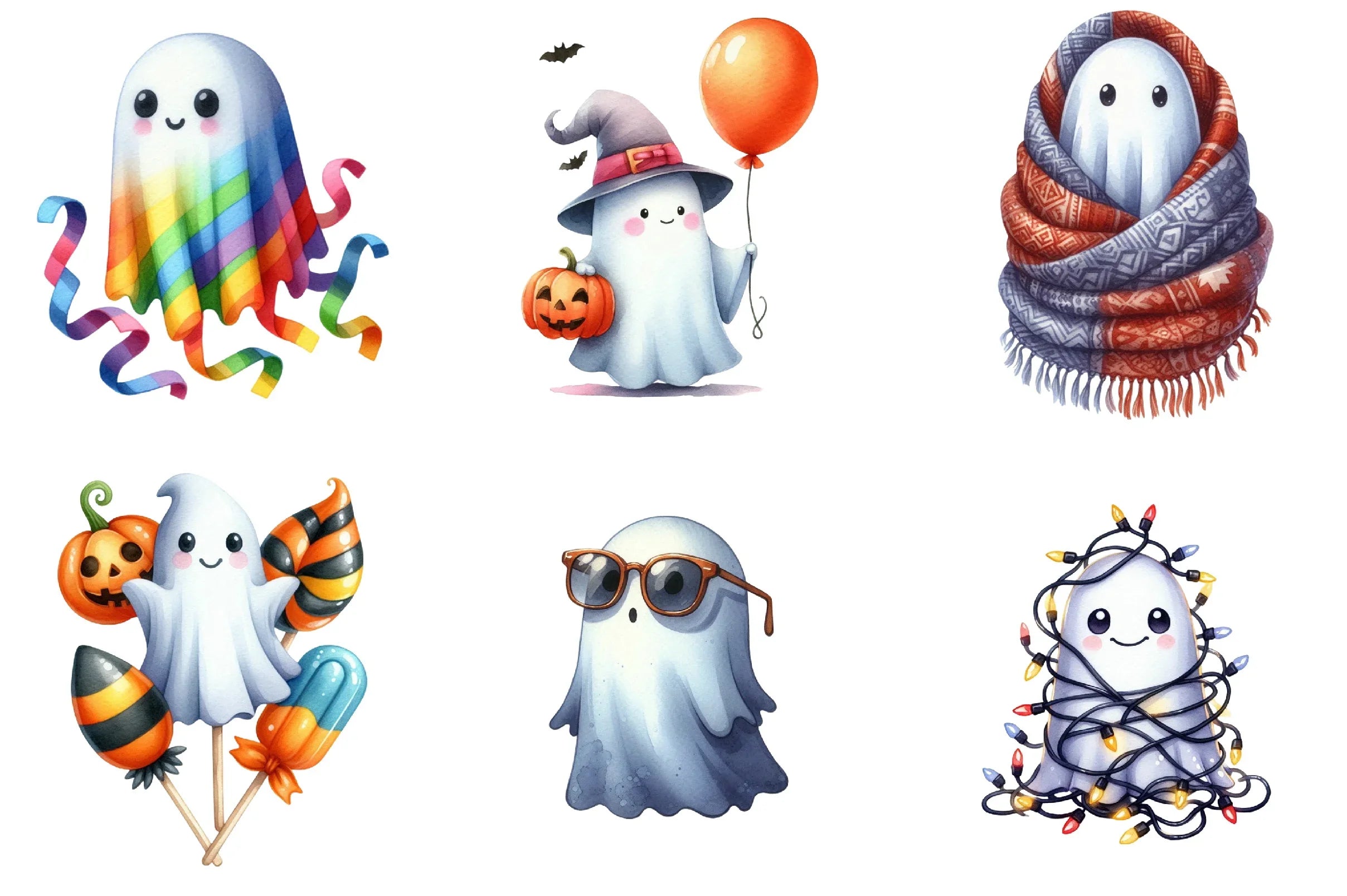 Halloween Cute Ghost Clipart Collection Bundle - CraftNest - Digital Crafting and Art