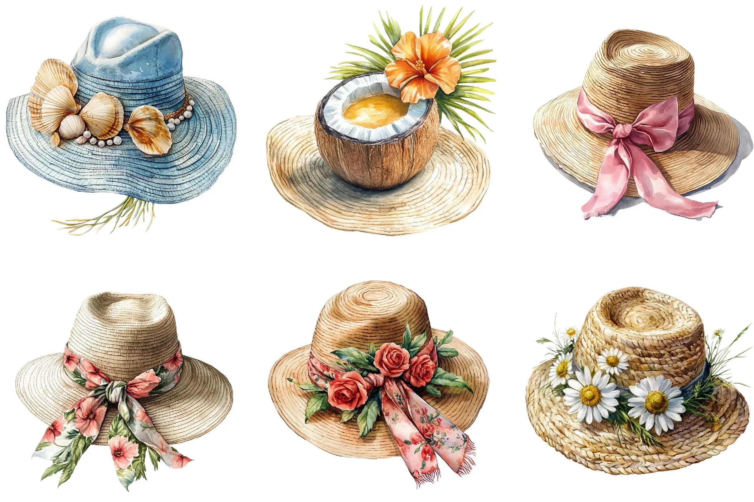 Summer Hat Clipart Bundle - CraftNest - Digital Crafting and Art