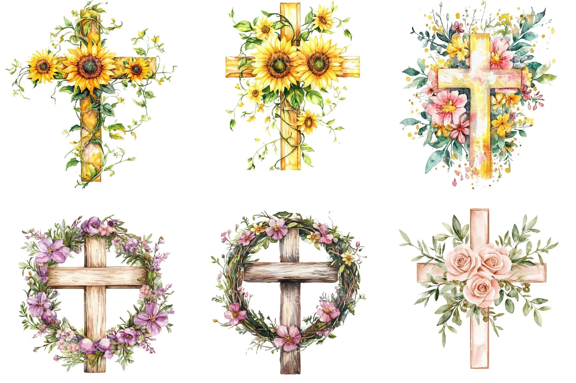 Summer Floral Cross Clipart 1 - CraftNest - Digital Crafting and Art