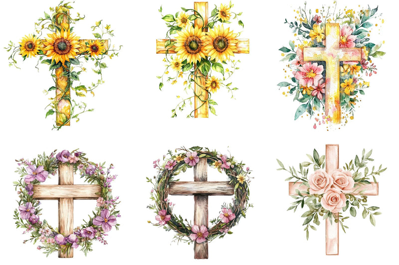 Summer Floral Cross Clipart 1 - CraftNest - Digital Crafting and Art