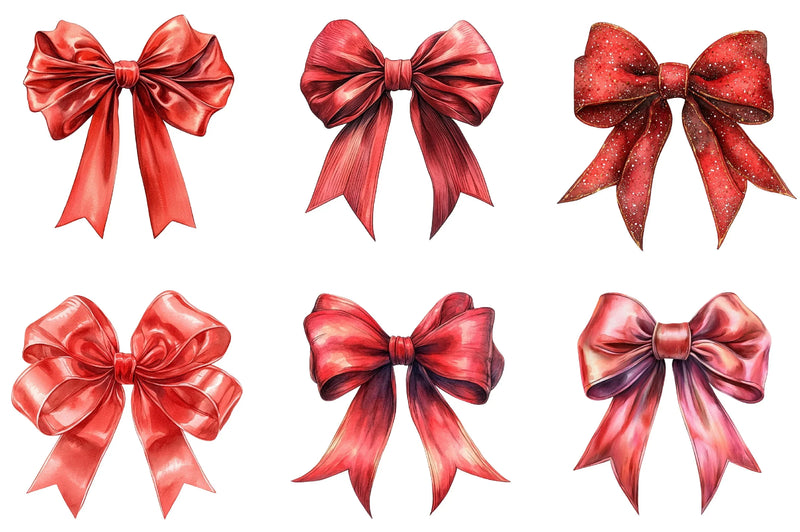 Red Coquette Christmas Bow Clipart Bundle - CraftNest - Digital Crafting and Art