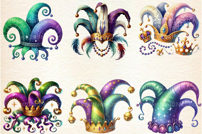Mardi Gras Jester Hat Clipart Bundle - CraftNest - Digital Crafting and Art