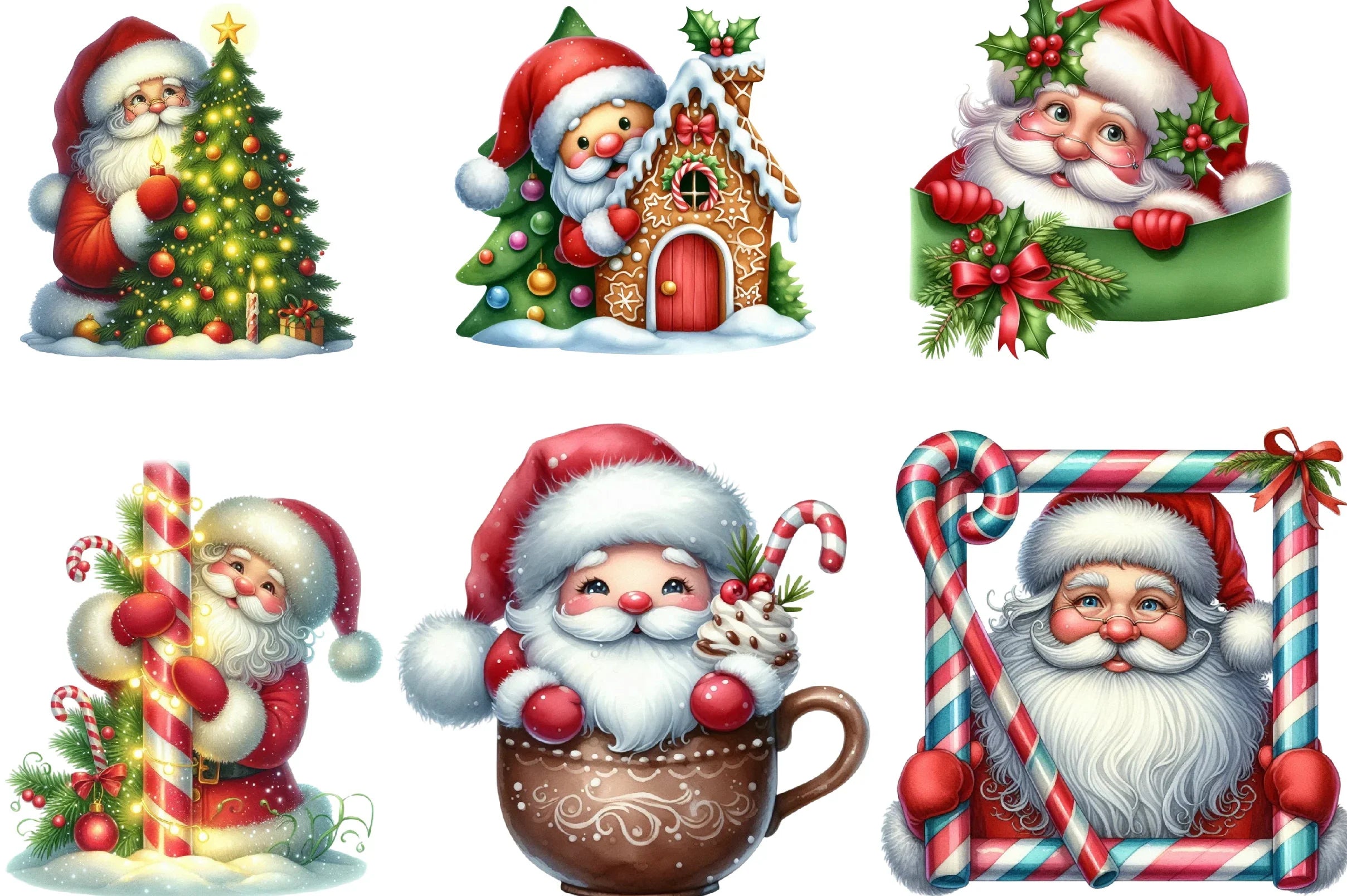 Christmas Peeking Santa Clipart Bundle - CraftNest - Digital Crafting and Art
