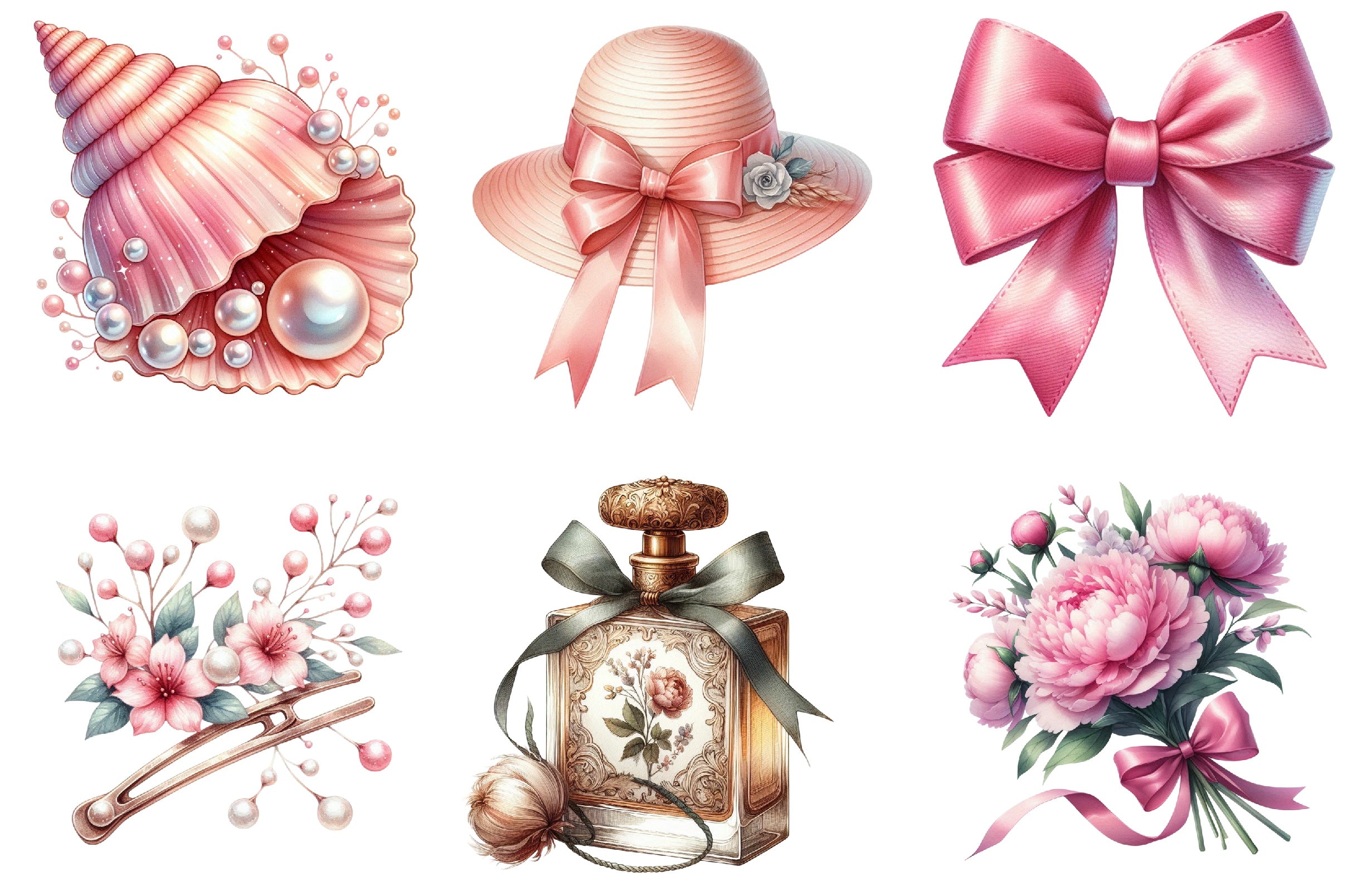 Coquette Girly Summer Clipart Bundle