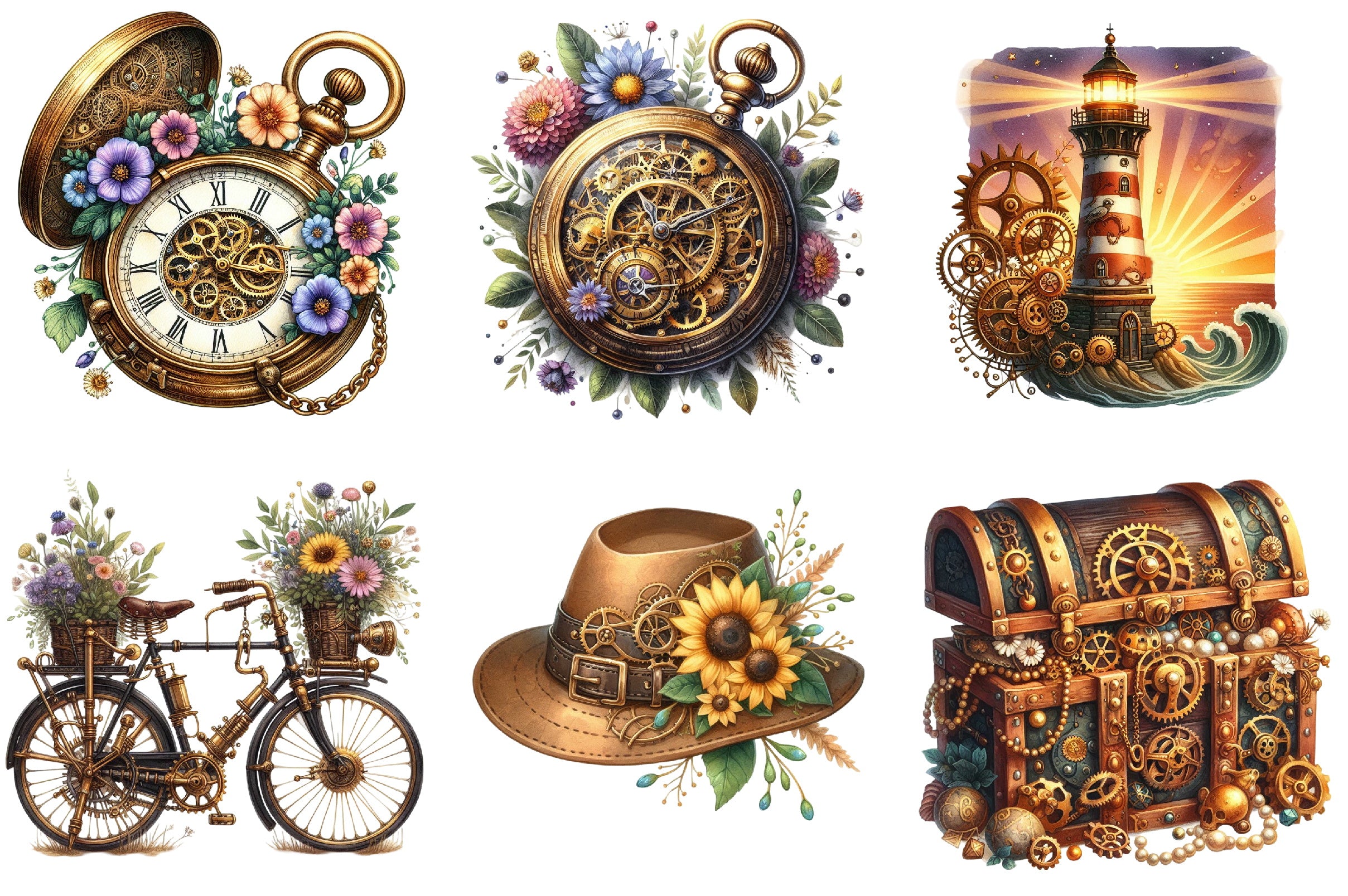 Steampunk Summer Clipart Bundle