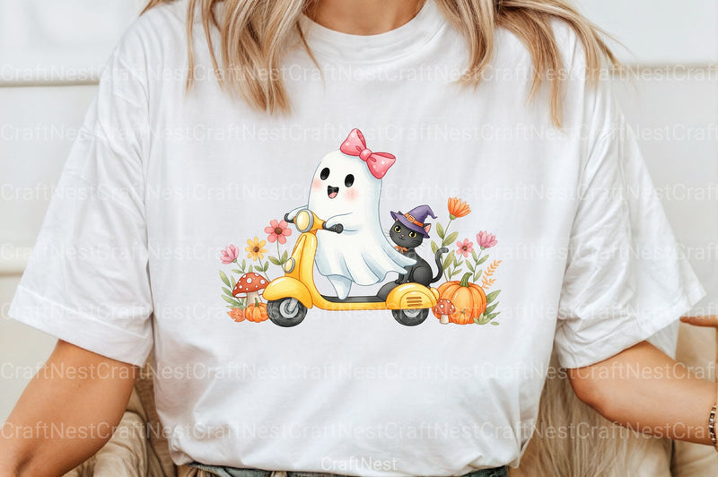 Cute Ghost Cat Autumn Clipart Bundle for Halloween - CraftNest - Digital Crafting and Art