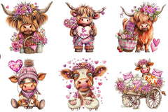 Valentine Cowboy Highland Cows Clipart Bundle - CraftNest - Digital Crafting and Art
