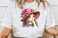 Girl with Peonies Flower Clipart Bundle 8 - CraftNest - Digital Crafting and Art