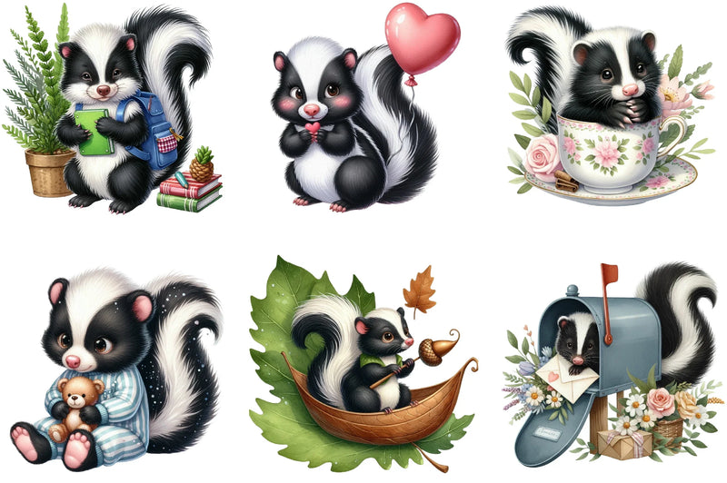 Cute Skunk Clipart Bundle - CraftNest - Digital Crafting and Art